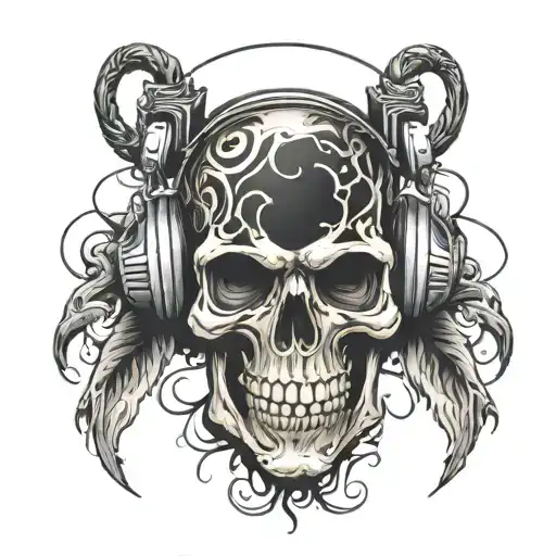 Skull Wearing Headphones