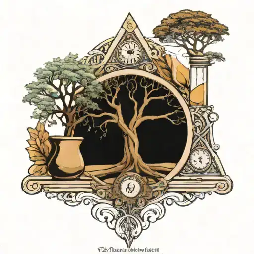 Tree Of Life With Hour Glass With Sand