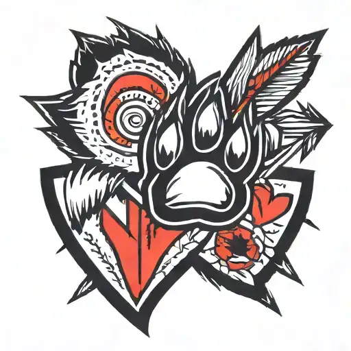 Bear Paw Print With An Arrow