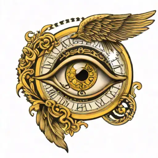 Eye Of Horus In A Clock With A Gemini Design