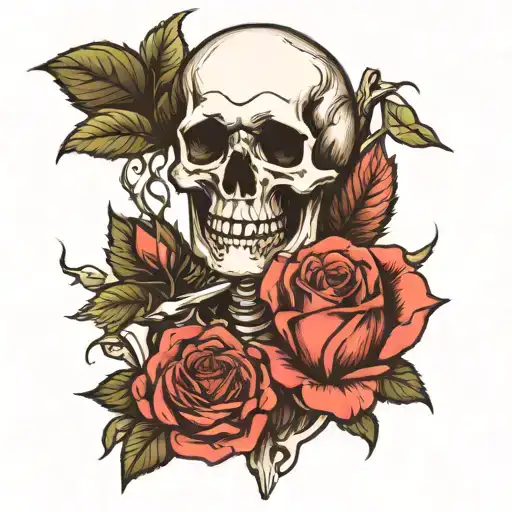 Skeleton And Rose Growing
