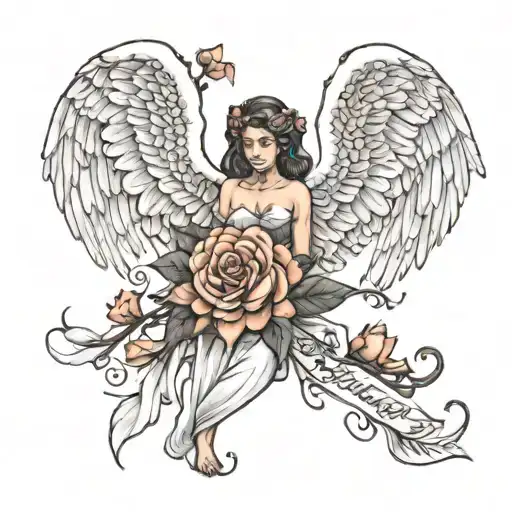 Angel Sleeve Tattoo Featuring