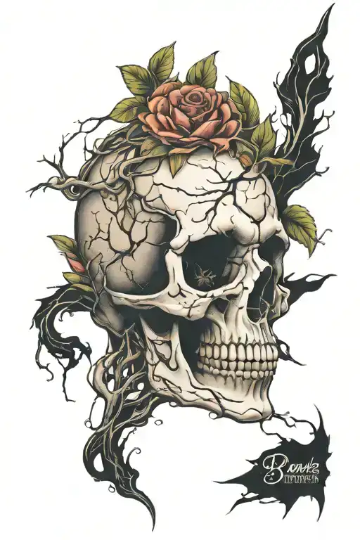 Cracked Skull Through Which Plants Emerge