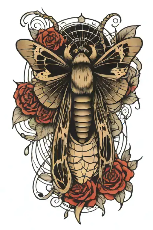 Moth With Spiderwebs Hanging