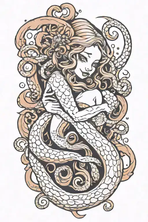 Octopus Wrapped Around Mermaid