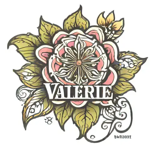 Flower With Word Valerie Surrounded