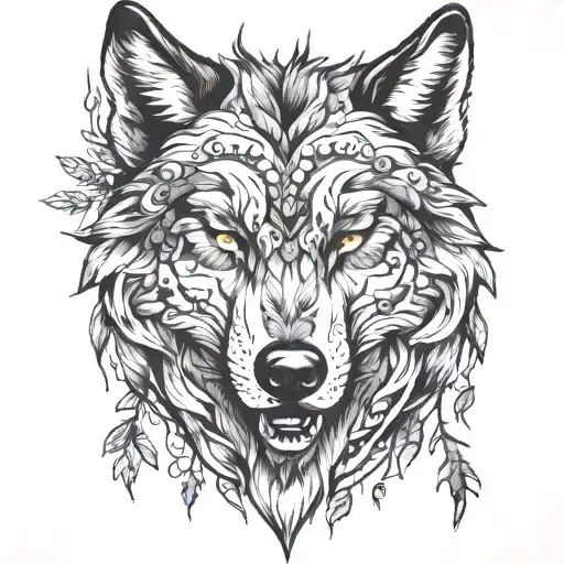 Wolf Face In Woods