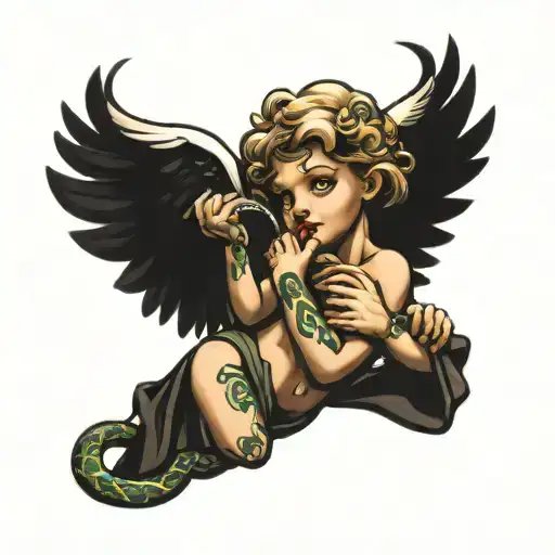 Angel Choking A Snake