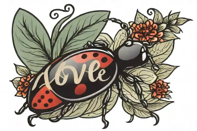 Love Bug Cursive With A Lady Bug