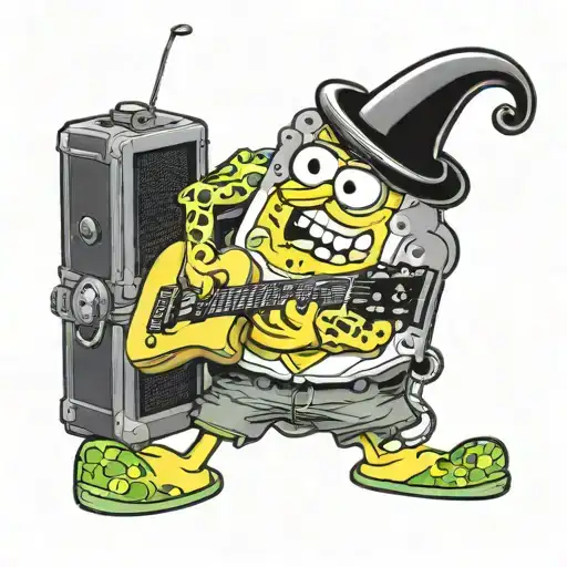 Spongebob Playing Electrical Guitar