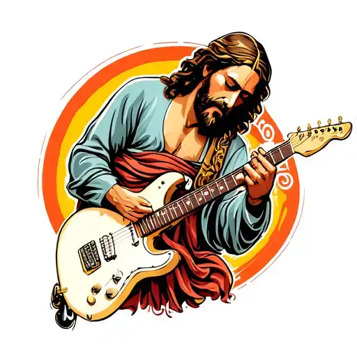 Jesus Head Banging And Playing Electric Guitar