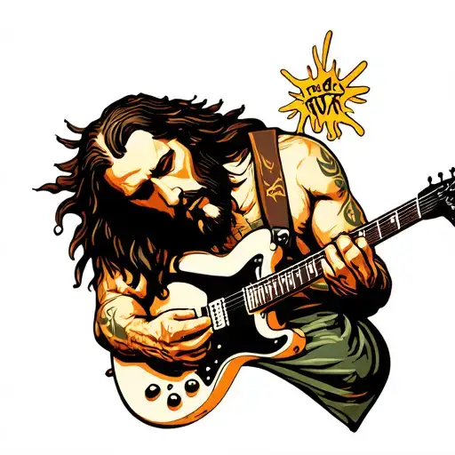 Jesus Metal Head Banging And Playing Electric Guitar