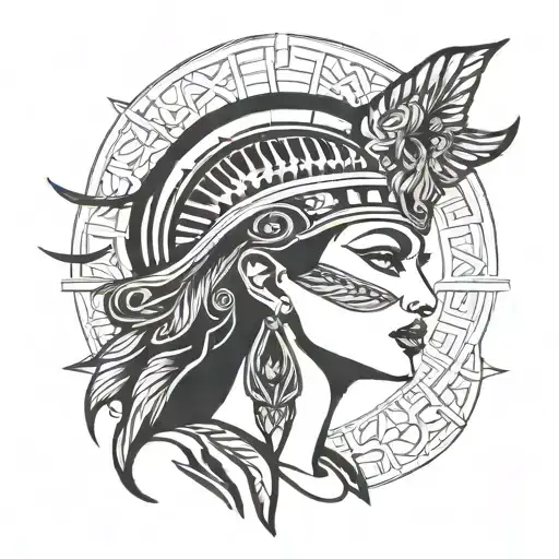 Egyptian Woman Goddess Bold Blackwork Tattoo Showcasing