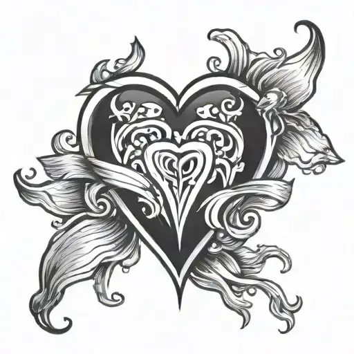 Heart With Banner Tattoo Black And White Drawing Blank Neo-traditional