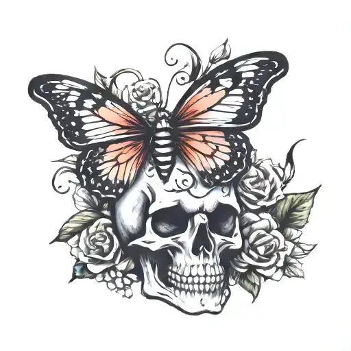 Skull And Butterfly