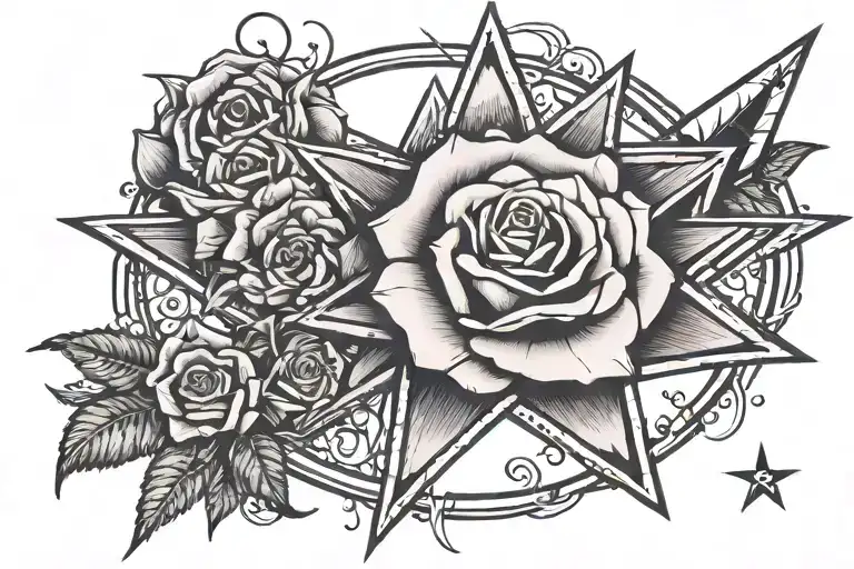 Rose And Throwing Star Sign