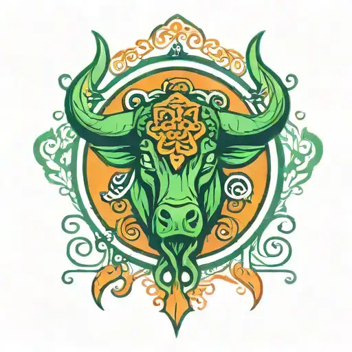 Green Taurus Symbol Bleeding Orange