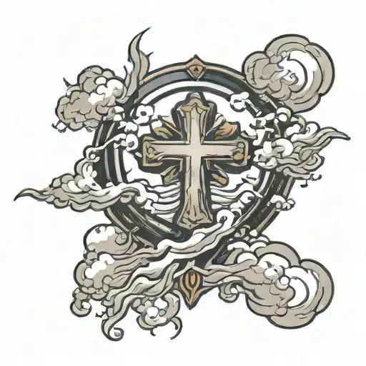 Storm Cloud With Cross Surrounded