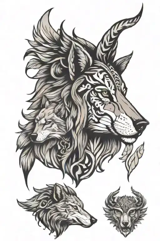 Virgo Zodiac Sign And Wolf Face