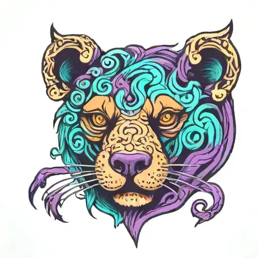 Medusa Bear Head Purple And Teal With Semi Colon And Bpd