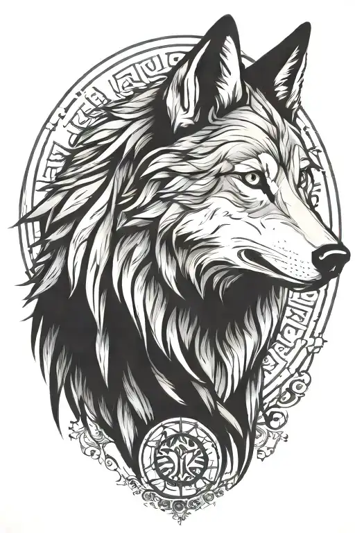 Virgo Zodiac Sign And Wolf Face