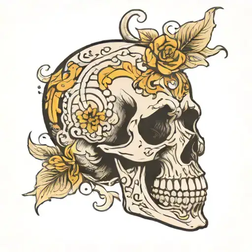 Skull Without A Lower Jaw With Two Crossed Scientific Pippetts Underneath The Skull