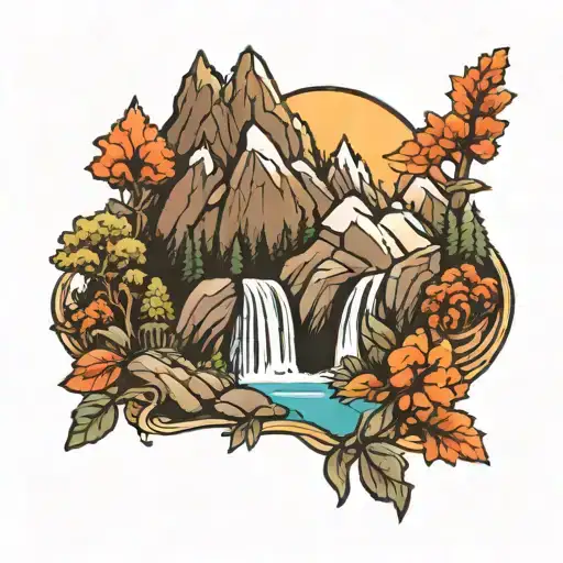 Mountain With Waterfall