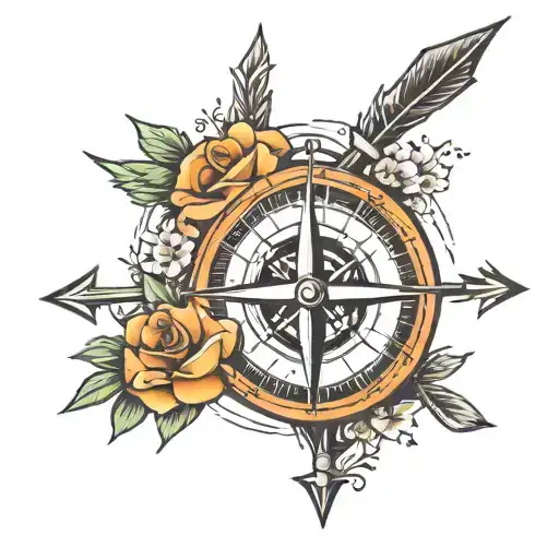 Arrow Piercing A Compass Rose