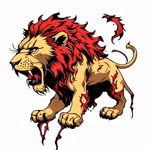 Lion Ripping Through Rotted Flesh