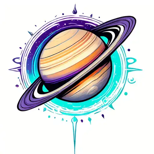 Saturn Planet What Is Acutela Style In Violet And Turquoise Colors