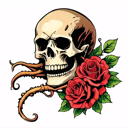 Davy Jones Skull With Roses