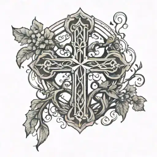 Cross And Family Tree Intertwined