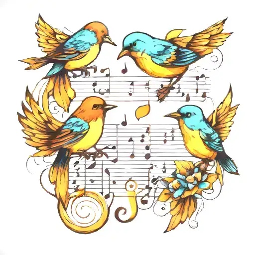 Three Little Birds Music Notes Flowing