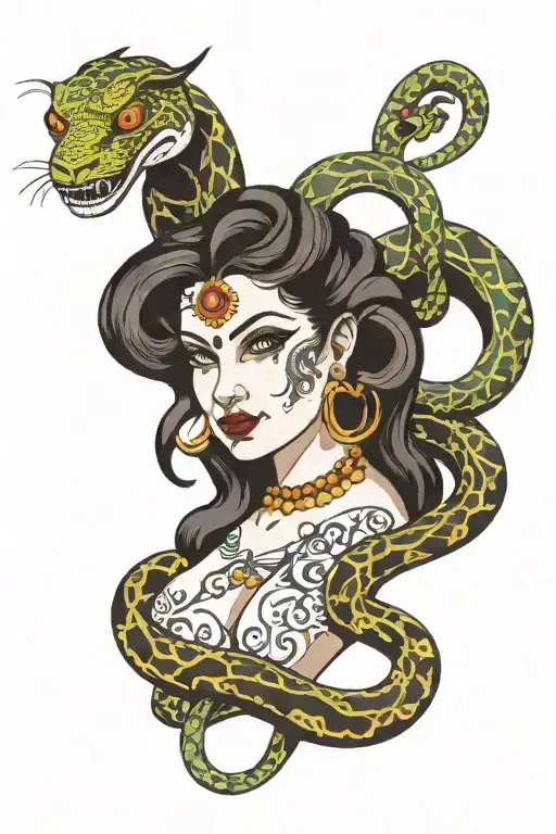 Devi With Snake Slithering