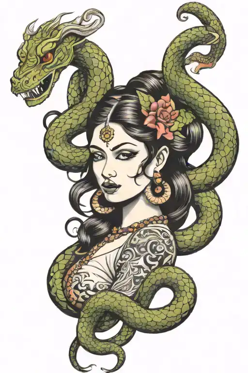 Devi With Snake Slithering