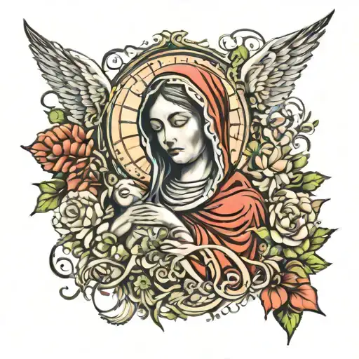 The Virgin Mary With Intricate Symbolism Of Love And Nature