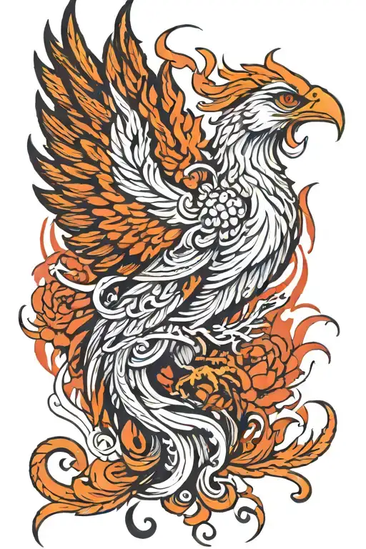 Phoenix Rising From Ashes Symbolizing Rebirth