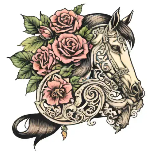 Horse And Lippische Rose
