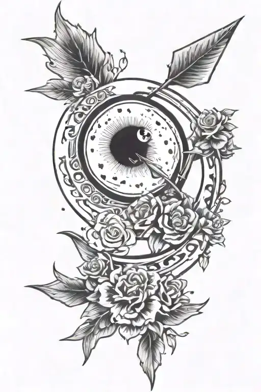 Moon Cycle With Arrow Piercing On Back