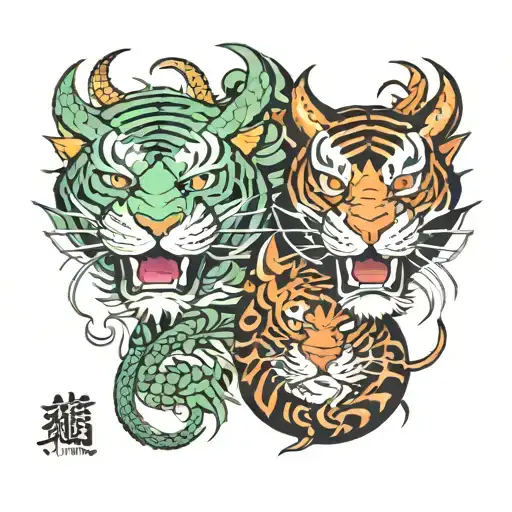 Dragon Tiger Tattoo With Text Liyana & Liam