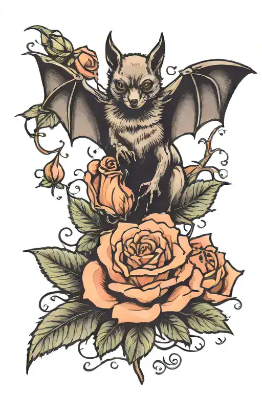 Bat With A Rose Growing
