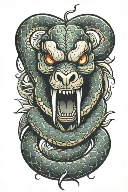 Snake Fangs Out Striking