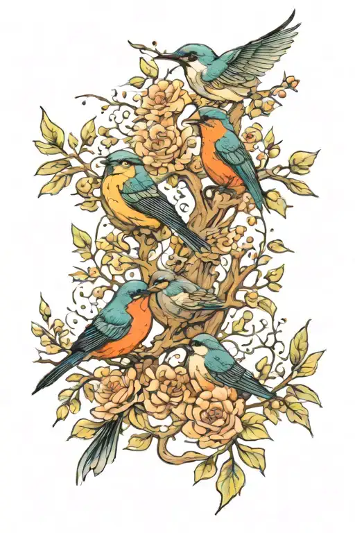 4 Birds And Nature Scene