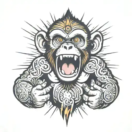 An Angry Monkey Holding A Firecracker