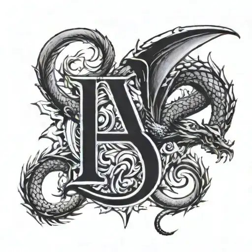 Letter L Whith Dragon