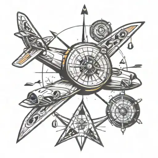 Plane And Compass And Dice Symbolizing The Gamble