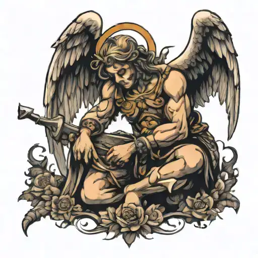 A Knght Kneeling Angel