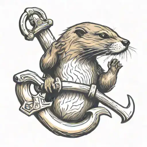 River Otter Holding An Anchor Over His Shoulder