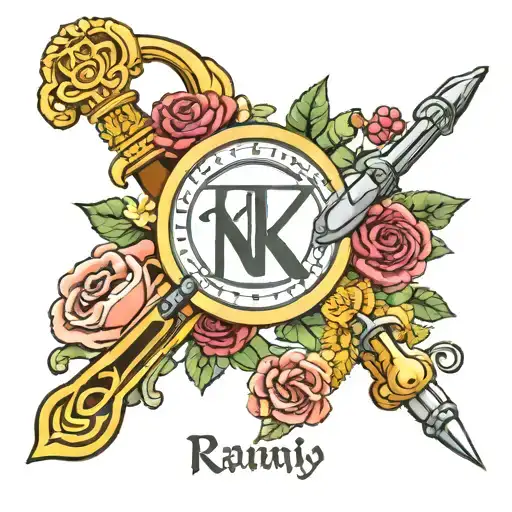 Crochet Hooks With A Spring Around Roman Numerical And Army Officer Sign Created By The Spring