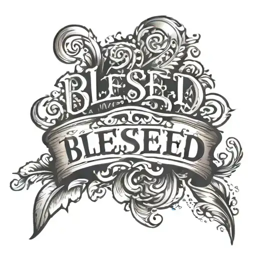 Word Blessed Written On Neck